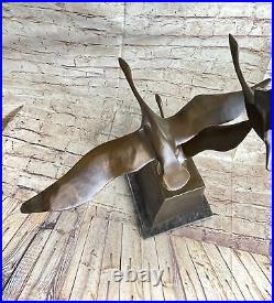 Flying Bronze Brown Patina Duck Statue Sculpture Ducks Bird Metal Yard Art Deal