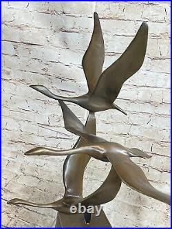 Flying Bronze Brown Patina Duck Statue Sculpture Ducks Bird Metal Yard Art Deal