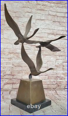 Flying Bronze Brown Patina Duck Statue Sculpture Ducks Bird Metal Yard Art Gift