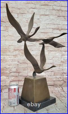 Flying Bronze Brown Patina Duck Statue Sculpture Ducks Bird Metal Yard Art Gift
