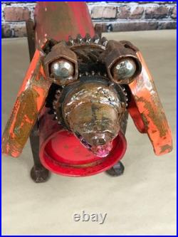 Folk Art Dog Yard Art Scrap Metal Junkyard Steel Welded Garden Decor 25