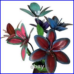 Folk Art Flowers Metal Yard Home Decor Porch Decoration Floral 22 Inch READ