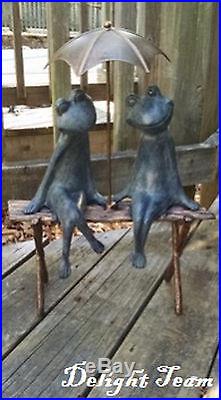 Frog Garden Statue Metal Animal Sculpture Bench Art Patio Yard Home Decor NEW
