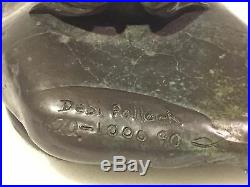 Frog or Toad on Rock Bronze Metal Sculpture Signed Debi Pollock LTD. ED 620/1000
