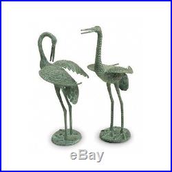 Garden Statues And Sculptures Set Of Two Crane Bird Heron Yard Art Metal Decor 2
