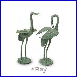 Garden Statues And Sculptures Set Of Two Crane Bird Heron Yard Art Metal Decor 2