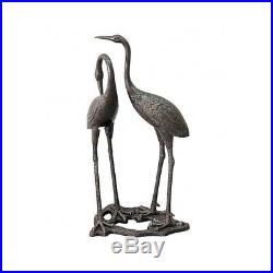 Garden Statues And Sculptures Set Of Two Crane Heron Bird Yard Art Metal Decor 2