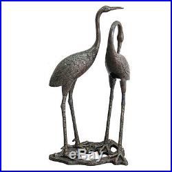 Garden Statues And Sculptures Set Of Two Crane Heron Bird Yard Art Metal Decor 2