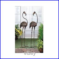 Garden Statues And Sculptures Set Of Two Flamingoes Bird Yard Art Metal Decor 2