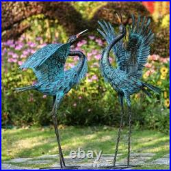 Garden Crane Sculptures & Statues, Blue Heron Decor Outdoor Large Bird Yard A