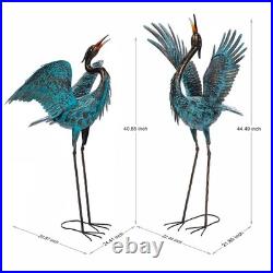 Garden Crane Sculptures & Statues, Blue Heron Decor Outdoor Large Bird Yard A