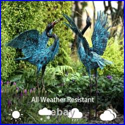 Garden Crane Sculptures & Statues, Blue Heron Decor Outdoor Large Bird Yard A