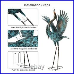 Garden Crane Sculptures & Statues, Blue Heron Decor Outdoor Large Bird Yard A