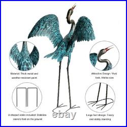 Garden Crane Sculptures & Statues, Blue Heron Decor Outdoor Large Bird Yard A