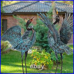 Garden Crane Sculptures & Statues, Blue Heron Decor Outdoor Large Bird Yard Art