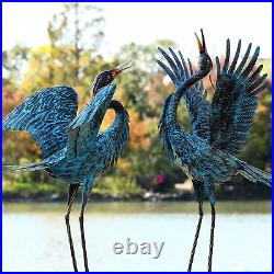 Garden Crane Sculptures & Statues, Blue Heron Decor Outdoor Large Bird Yard Art