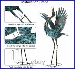 Garden Crane Sculptures & Statues, Blue Heron Decor Outdoor Large Bird Yard Art