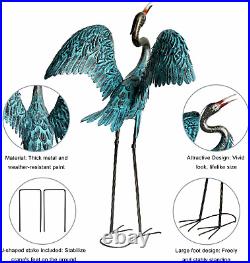 Garden Crane Sculptures & Statues, Blue Heron Decor Outdoor Large Bird Yard Art