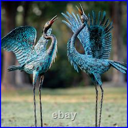 Garden Crane Sculptures & Statues, Blue Heron Decor Outdoor Large Bird Yard Art