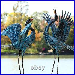 Garden Crane Sculptures & Statues, Blue Heron Decor Outdoor Large Bird Yard Art