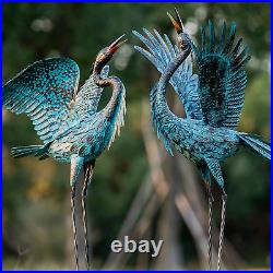 Garden Crane Sculptures & Statues, Blue Heron Decor Outdoor Large Bird Yard Art