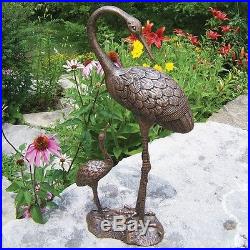 Garden Crane Statue Heron Yard Sculpture Landscape Decor Mother And Baby 24 NEW