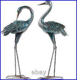 Garden Crane Statue Outdoor Garden Sculptures Metal Yard Art set 2 home animal