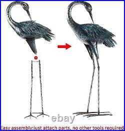 Garden Crane Statue Outdoor Garden Sculptures Metal Yard Art set 2 home animal