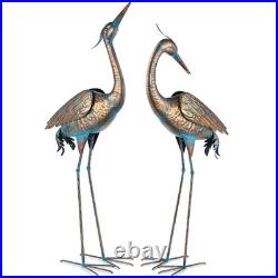 Garden Crane Statues Blue Heron Metal Yard Art Outdoor Decoration, Large Sculp