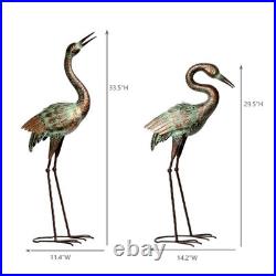 Garden Crane Statues, Blue Heron Sculptures for Outdoor, Cranes Decor Metal B