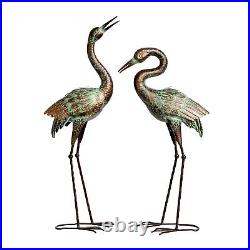 Garden Crane Statues, Blue Heron Sculptures for Outdoor, Cranes Decor Metal B