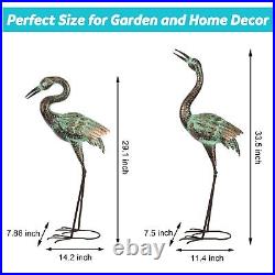 Garden Crane Statues, Blue Heron Sculptures for Outdoor, Cranes Decor Metal B