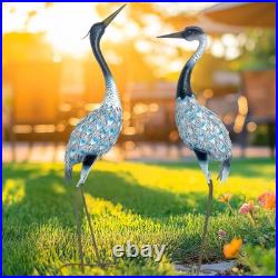 Garden Crane Statues Blue Heron Sculptures for Outdoor Metal Large Birds Lawn