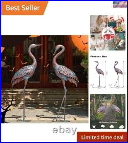 Garden Crane Statues Heron Decoy Metal Bird Sculptures Yard Art Outdoor Decor