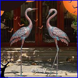 Garden Crane Statues Heron Decoy Metal Bird Sculptures Yard Art Outdoor Decor