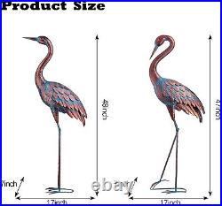 Garden Crane Statues Heron Decoy Metal Bird Sculptures Yard Art Outdoor Decor