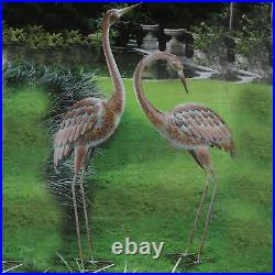 Garden Crane Statues Heron Pair Bird Sculpture Metal Patio Pond Yard Outdoor Art
