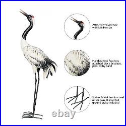 Garden Crane Statues Outdoor Heron Red Crowned Crane Metal Yard Art Sculpture