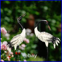 Garden Crane Statues Outdoor Heron Red Crowned Crane Metal Yard Art Sculpture, Se