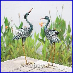 Garden Crane Statues Outdoor Metal Yard Art Heron Sculptures Patio Lawn Decors