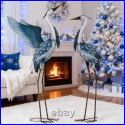 Garden Decor Blue Heron Metal Yard Art, 38-42 Large Metal Cranes Sculptures &