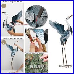 Garden Decor Blue Heron Metal Yard Art, 38-42 Large Metal Cranes Sculptures &
