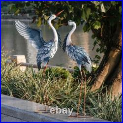 Garden Decor Blue Heron Metal Yard Art, 38-42 Large Metal Cranes Sculptures &