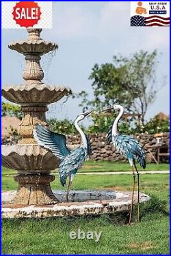 Garden Decor Blue Heron Sculptures Great Yard Decor, 37-40.7 Inch Large Metal