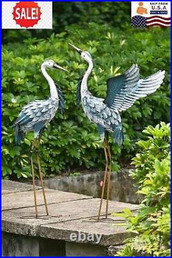 Garden Decor Blue Heron Sculptures Great Yard Decor, 37-40.7 Inch Large Metal