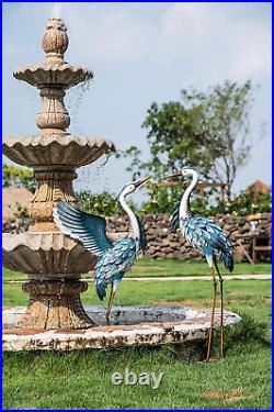 Garden Decor Blue Heron Sculptures Great Yard Decor, 37-40.7 Inch Large Metal Cr