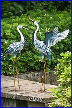 Garden Decor Blue Heron Sculptures Great Yard Decor 37-40.7 Inch Large Metal Cr