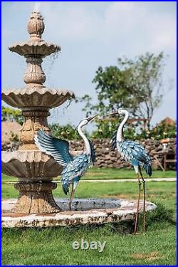 Garden Decor Blue Heron Sculptures Yard Art Decor, 37-40.7 Large Metal Cranes