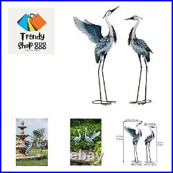 Garden Decor Blue Heron Yard Art Decor, 37-40.7 Large Metal Cranes Statues D