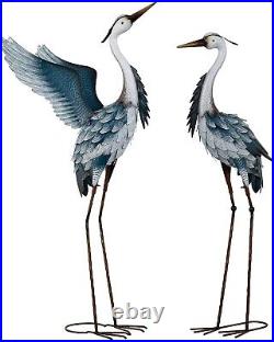 Garden Decor Blue Heron Yard Art Decor, 37-40.7 Large Metal Cranes Statues D